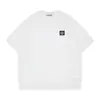 Camiseta de Punto con Piedras Transfronteriza de Manga Corta con Pequeño Bordado de Logo en el Pecho, Corte Holgado Casual, Color Sólido, Cuello Redondo, Unisex, Moderna