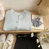 Suéter de Renda de Alta Qualidade Estilo Coreano Feminino Cor Sólida Versátil Elegante Cardigan Curto de Tricô Jaqueta Top