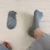 Calcetines de Barco para Niña Color Crema Dulce con Bordes Antideslizantes de Silicona, Encaje Bajo, Algodón Suave, Transpirables, Absorbentes del Sudor, Color Sólido para Estudiantes