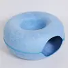 Nido de Gato de Fieltro, Transpirable, Casa para Gatos de Cuatro Estaciones, Forma Redonda Hecha a Mano, Extraíble y Lavable, Cierre de Cremallera, Juguete para Gatos Rosquilla