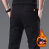 Pantalones Casuales Gruesos con Forro de Polar para Hombre Hong Kong 2026, Pantalones Caqui Rectos Ajustados Elásticos de Negocios para Hombre