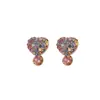 Brincos de Agulha de Prata Luxo Leve Flor de Trevo de Quatro Folhas Pétala Laço de Diamante Personalidade Nicho Elegante High-end para Mulheres