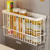 Estante Magnético de Almacenamiento para Refrigerador Montado en la Pared Lateral Portarrollos de Film Transparente Organizador de Condimentos de Cocina sin Perforaciones Estante de Almacenamiento