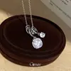 Pingente Cubo de Açúcar Quadrado Zircônia Colar Estilo Ins Coreano Corrente Exquisita para Clavícula Colar de Luxo Leve Alto Padrão Venda por Atacado