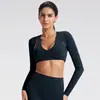 Roupa de Yoga Transfronteiriça Europeia e Americana, Cardigã Fino de Manga Longa Feminino para Verão, Jaqueta de Yoga, Top Esportivo com Sensação de Pele Nu e Acabamento de Alta Qualidade