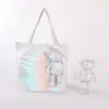 Tela Impermeable a Cuadros Oso Bolsa Tote de Almacenamiento para Compras en Supermercado Bolsa de Compras Plegable Bolsa de Almacenamiento Venta al por Mayor