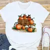 20.23 millones de camiseta de manga corta de Halloween para mujer, moda estampada de manga corta, cuello redondo, camiseta interior de manga corta de cuello redondo