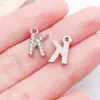 26 Letras Capitales Incrustadas con Diamantes en Inglés, Accesorios de Joyería de Aleación de Zinc K Blanco, Colgantes para Bricolaje, Pendientes, Pulseras, Colgantes