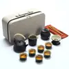 Juego de Té Kung Fu de Viaje Estilo Japonés Juego Pequeño para Uso en Casa Tetera Pequeña Taza de Té de Cerámica Bandeja de Té para Exteriores Bolsa Portátil