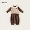 Youbao Roupas Infantis Meninas Conjunto Primavera e Outono Novo Estilo Menina Camisa Base com Gola Boneca Colete Calça Casual de Bolinhas Conjunto de Três Peças