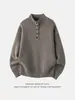 Suéter Hanlu japonés retro básico de cuello medio para hombre, estilo otoño e invierno, tejido de punto con botones y bloques de color simples