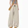 Pantalones Casuales de Pierna Ancha Rectos Holgados Talla Extra para Hombre Estilo Yamamoto Retro Americano de Verano con Pliegues Largos hasta el Suelo Unisex