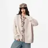 Abrigo tipo suéter estilo perezoso de principios de otoño para mujer, nueva colección 2026, diseño de nicho con botones en forma de corazón, cárdigan de punto holgado, prenda exterior