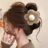 Pinza de Garra con Lazo de Flor para Mujer con Cabello Fino Otoño/Invierno Pinza de Pelo de Felpa Pinza de Tiburón para la Parte Posterior de la Cabeza Accesorio de Peinado de Alto Nivel para Recogidos