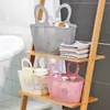 Cesta de Banho Macia Banheiro Azul Estrutura Cesta Banho Dobrável Portátil Cesta Banho Feminina Banho Lavagem Plástico Cesta Organizadora