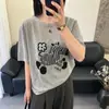 2026 Nuevo Estilo Europeo Chic Holgado de Alta Gama Moda Manga Corta Tejido de Seda de Hielo Top Camiseta de Bambú Lino para Mujer