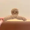 Presilha de Garra para Cabelo com Flor e Laço de Pelúcia para Mulheres, Presilha Grande para Cabelos Grossos, Acessório de Cabelo Tipo Presilha Tubarão