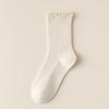 Calcetines con Volantes para Mujer para Otoño, Calcetines hasta la Mitad de la Pantorrilla con Suelas de Algodón Puro, Puño Suelto sin Costuras, Calcetines Slouch, Calcetines Largos Blancos con Bordes Enrollados de Moda