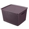 Cesta de Almacenamiento de Ratán con Tapa Caja Organizadora Grande Marco de Almacenamiento Rectangular Cesta de Almacenamiento para Juguetes 9009