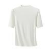 H525 Camiseta Feminina de Manga Curta Cuidadosamente Selecionada com Gola Alta Pequena, Estilo Fino para Primavera e Verão, Modelo Novo, Camiseta de Base com Mangas Médias