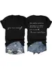 Camiseta de Talla Grande 100 kg con Estampado Creativo de Letras, Cuello en V y Manga Corta para Mujer, Top de Moda y Versátil para Verano