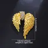Broche de Asa Dourada Mais Vendido, Pin de Lapela Luxuoso e Elegante para Terno, Acessório de Roupa Pena com Strass Vintage, Anti-Exposição