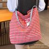 Bolsa de Mano de Cuadros Estilo Coreano Ins para Mujer 2026 Nueva Elegante Versátil Bolso Cruzado Gran Capacidad Bolso de Hombro para Viajes