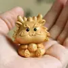 Llavero Dragón Lechoso Pequeño de Ciprés Mango Tallado en Madera Maciza Regalo Creativo de Cumpleaños Cadena para Teléfono Móvil Dragón del Zodiaco
