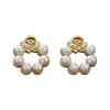 Pendientes de Perla Franceses Retro con Aguja de Plata S925 para Mujer Diseño de Nicho Pendientes de Rosa de Alta Gama Pendientes Exquisitos
