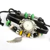Reloj Pulsera Punk Nuevo de Cuero para Hombres y Mujeres, Reloj Pulsera de Cuero Genuino con Cuentas al por Mayor, Venta Directa de Fábrica
