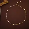 Collar de perlas con estrella estilo ins de Corea del Sur para mujer, cadena de clavícula redonda versátil para primavera y verano, no se decolora