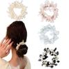 Popular de Cruzada Nueva Malla de Perlas para el Cabello, Elegante Diadema de Alta Elasticidad Pulsera Doble Uso Goma para el Cabello