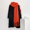 Cachecol de Lã Mohair Cor Sólida para Outono e Inverno para Mulheres, Estilo Coreano, Moderno, Versátil, Espessado, Quente, Cachecol com Franjas, Xale para Mulheres, Atacado