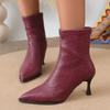 Talla Grande Transfronteriza Nuevo Comercio Exterior Otoño e Invierno Cremallera Trasera Estilo Europeo y Americano Punta Afilada Stiletto Moda Tacón Alto Botas Delgadas
