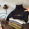 [En stock] Ropa para niños de Corea del Sur, camisa de fondo para niños, otoño invierno, nueva, suéter de color sólido para niños y niñas, cuello alto para bebés