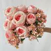 Simulação de buquê de rosas em estilo europeu, modelo de vaso de sala, arranjo de flores, flor de casamento de alto nível, flor de noiva, flor artificial