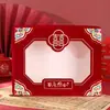 Set de caja de regalo de toalla con carácter de bendición de boda, regalo de agradecimiento de dote para recién casados, caja de regalo par de toallas de algodón puro rojo