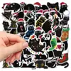 50 Pegatinas de Gato Negro Navideño para Laptops, Maletas, Teléfonos Móviles, Pegatinas de Graffiti Impermeables Disponibles para Venta al por Mayor