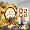 Cortina de chuveiro com estampa digital 3D, à prova d'água e resistente a mofo, conjunto de cortinas de banheiro com tema de Natal, tecido impermeável espessado para o banheiro