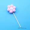 Cartão de inserir para bolo, flor de bola de pelo tridimensional, decoração de bolo, bola de pelo para adultos e crianças, enfeites de bolo de aniversário