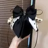 Presilha de rabo de cavalo suave e elegante com laço e fita, presilha de cabelo de alta qualidade para mulheres, presilha tipo tubarão estilo coreano
