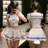 Feimu Lencería Sexy Puro Deseo Revela Cintura Estilo Marinero Uniforme JK Set Tentación Sexy Coqueto Revela Glúteos No Necesita Quitarse 6924