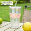 Taza de Agua de Vidrio de Alto Valor de Color Ins Colorida de Gran Capacidad Resistente a Altas Temperaturas Taza con Alfabeto para Niña con Tapa Vaso con Pajita para Extracción en Frío