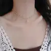 Collar Vintage de Segunda Mano 2025 Modelo Nuevo Cadena para Clavícula Doble Capa con Perlas de Gama Alta Cadena para el Cuello de Lujo Ligero de Verano