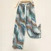Pantalones de pijama largos de algodón y seda talla S para mujer, verano, talla extra, holgados, para mujeres embarazadas, pantalones de pierna ancha finos de algodón para mujer, verano