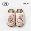 Chinelos de algodão oficiais da Sanrio da Kitty, chinelos de pelúcia quentes de inverno para mulheres, chinelos de desenho animado para casa de inverno