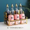 Caja de Condimentos para Cocina de Aspecto Elegante Juego de Botellas de Vidrio para Condimentos Frasco de Cerámica para Condimentos del Hogar Caja de Almacenamiento de Aceite, Sal, Salsa, Vinagre