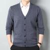Suéter Cardigan Masculino Meia-Idade Outono Inverno 2024 Novo Suéter Pai Masculino Meia-Idade com Barra Grossa Quente