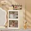 Caixa de Armazenamento com Porta de Empurrar para Cosméticos de Mesa Prateleira de Armazenamento Multicamadas Suprimentos de Papelaria Doméstica Caixa de Armazenamento à Prova de Poeira para Produtos de Skincare
