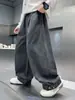 Pantalones para niño 2026 nuevo estilo de otoño, pantalones largos grises casuales de pierna ancha, pantalones rectos de algodón para niños medianos y grandes